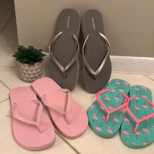 3 Pairs Assorted Old Navy Flip Flops